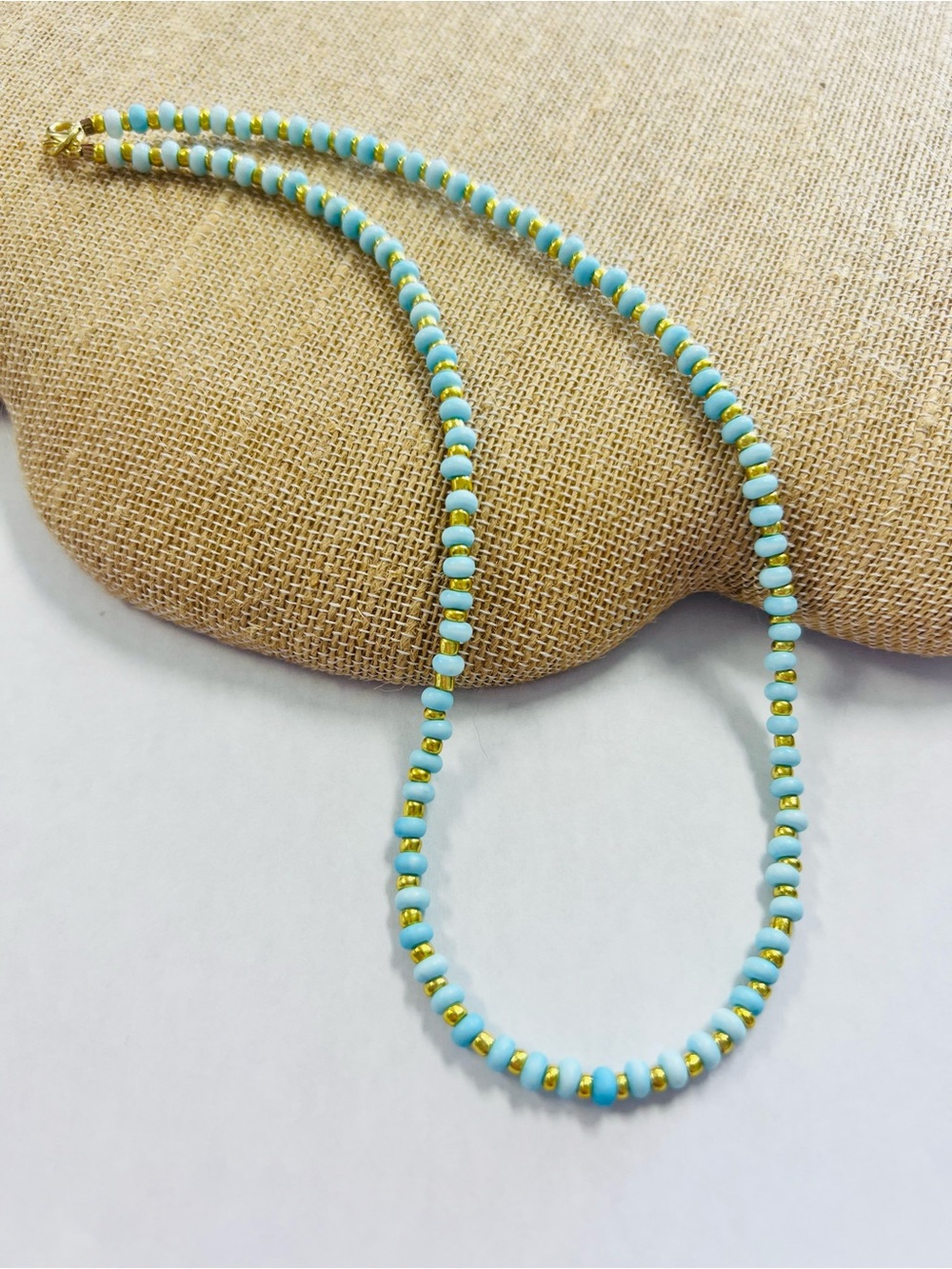 Gold-Accent Turquoise Bead Necklace